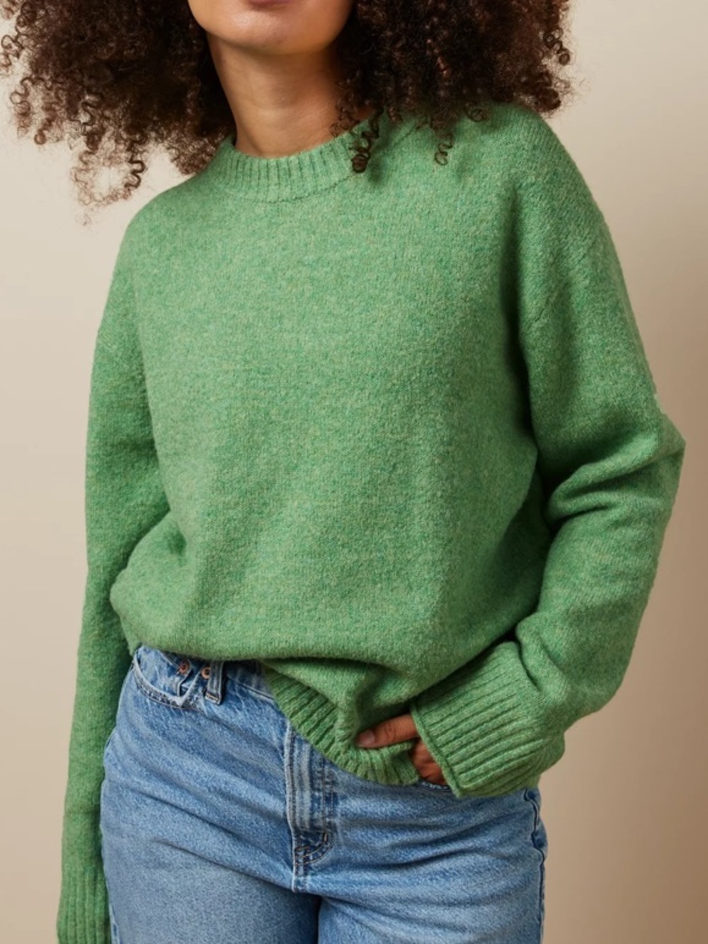 American Eagle Woah So Soft Green Crewneck Sweater